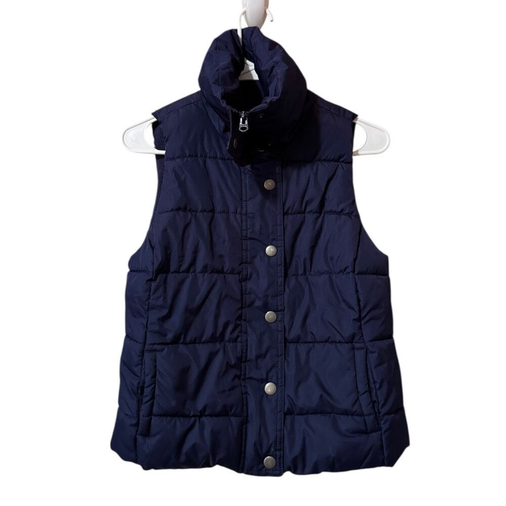 Old Navy Women's Navy Blue Puffer Vest Full Zip with Snaps Pockets Size XS City